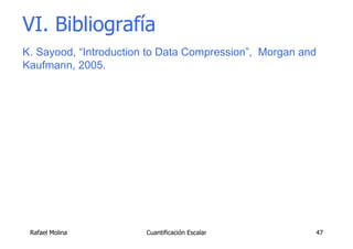 VI. Bibliografía
K. Sayood, “Introduction to Data Compression”, Morgan and
Kaufmann, 2005.




 Rafael Molina          Cuantificación Escalar          47
 