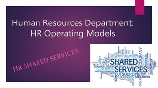 Human Resources Department:
HR Operating Models
 