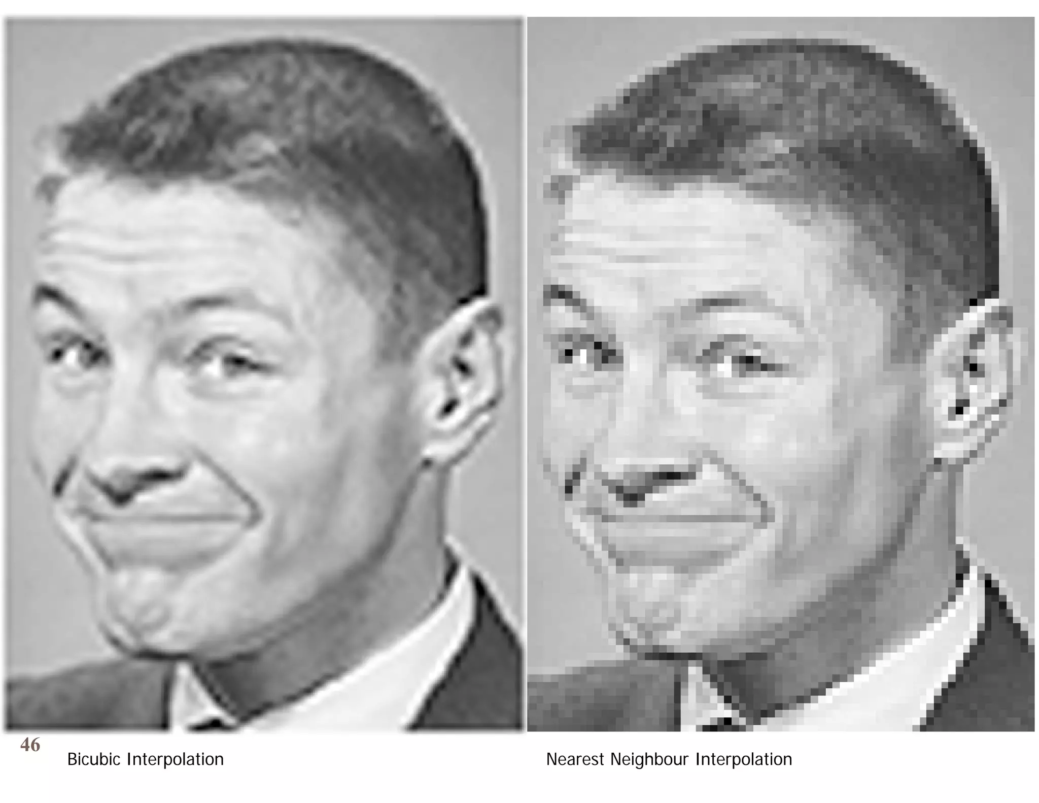 46
     Bicubic Interpolation   Nearest Neighbour Interpolation
 