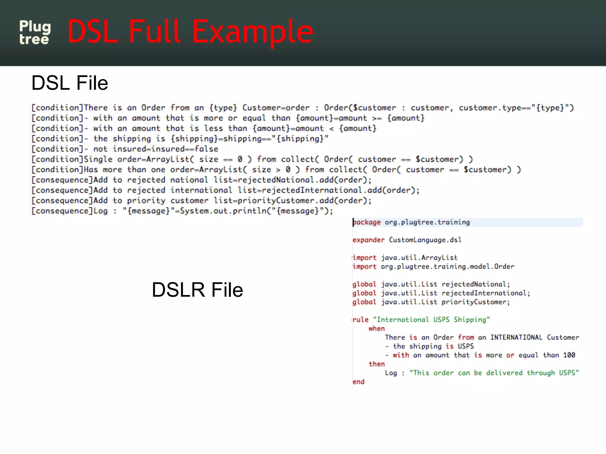 DSL Full Example
DSL File




           DSLR File
 