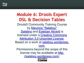 Module 6: Drools Expert
  DSL & Decision Tables
 Drools5 Community Training Course
           by Mauricio "Salaboy"
     S...