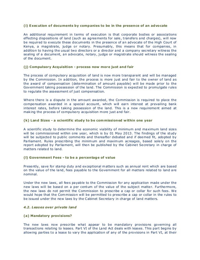 Synopsis Of The Land Laws In Kenya