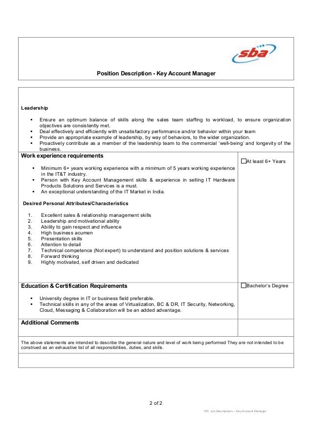 key account manager job description