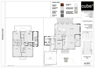 OVEN
DW
REF.
WD
UP
DN
FOYER
KITCHEN
Microwave
A/C
6"
6"
24"
6"
12"
12"
LIVING ROOM
DEN / OFFICE
FAMILY ROOM
KITCHEN
FORMAL DINING
ROOM
GARAGE
LAUNDRY/PANTRY
MAID'S
BATHROOM
MAID'S ROOM
EXISTING CONC. FLOOR TO BE
REPAINTED
DRIVEWAY TO BE 6" X 12"
TUMBLED TRAVERTINE
HERRINGBONE PATTERN
W.I.C
212
W.I.C
211
BEDROOM 1
BEDROOM 2
BEDROOM 3
MASTER
BEDROOM
HER CLOSET
HIS CLOSET
BATHROOM 2
MASTER
BATHROOM
TOILET ROOM
BATHROOM 1
NEW EXT. TILE
MATERIAL LEGEND
Teak Wood
Flooring
Carrera Marble
24" x 24 "
Tile Flooring
12" x 24 "
Bathroom
Shower Tile
4" x 4 "
Porcelain Tile
12" x 12"
Tumbled Travertine
Tile - Ivory 16 x 24
Tumbled Travertine
Tile - Ivory 6 x 12
Herringbone Pattern
cube² (architecture+design)
2700 north miami avenue
suite 804
miami, fl 33127
t: 305.586.8169
www.cube2architecture.com
aa-26001789
ib-26001134
BINDINGEDGE
Design Professional FL License
Number
Signature
Jorge Alberto Pernas
AR92904
ID5632
Revisions
Sheet Information
DateIssueNumber
Date
Job Number
Scale
Drawn
Checked
Approved
Title
Sheet
© Copyright 2012 cube² (architecture+design)
12345
12345
A
B
C
A
B
C
D
As indicated
Oretsky Residence
Todd and Sheila
Oretsky
665 Buttonwood Lane
Miami, FL 33137
2013_01
SM
JAP
JAP
03/20/2013
A-201
Finished Floor
Plan
1/4" = 1'-0"
A3
Ground Floor - Finished Floor Plan
1/4" = 1'-0"
A5
Second Floor - Finished Floor Plan
 