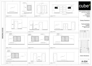 PAINTED G.W.B.
WOOD COMPOSITE BASE BOARDS
PAINTED
G.W.B.
WOOD COMPOSITE BASE BOARDS
WOOD COMPOSITE SILL CASING
WOOD COMPOSITE
HEADER/JAMB CASING
PAINTED G.W.B.
WOOD COMPOSITE BASE BOARDS
FLAT SCREEN TV -
WALL MOUNT
FLAT SCREEN TV -
WALL MOUNT
PAINTED G.W.B.
WOOD COMPOSITE BASE BOARDS
CLOSET
PAINTED G.W.B.
WOOD COMPOSITE BASE BOARDS
PAINTED G.W.B.
WOOD COMPOSITE BASE BOARDS
CLOSET
PAINTED G.W.B.
WOOD COMPOSITE
BASE BOARDS
WOOD COMPOSITE BASE BOARDS
PAINTED G.W.B.
WOOD COMPOSITE SILL CASING
WOOD COMPOSITE
HEADER/JAMB CASING
WOOD COMPOSITE
JAMB EXTENSION
PAINTED G.W.B.
WOOD COMPOSITE BASE BOARDS
WOOD COMPOSITE SILL CASING
WOOD COMPOSITE
JAMB EXTENSION
WOOD COMPOSITE
HEADER/JAMB CASING
WOOD COMPOSITE
HEADER/JAMB CASING
WOOD COMPOSITE SILL CASING
PAINTED G.W.B.
WOOD COMPOSITE BASE BOARDS
PAINTED G.W.B.
WOOD COMPOSITE
BASE BOARDS
PAINTED G.W.B.
WOOD COMPOSITE BASE BOARDS
WOOD COMPOSITE SILL CASING
WOOD COMPOSITE
HEADER/JAMB CASING
WOOD COMPOSITE
JAMB EXTENSION
PAINTED G.W.B.PAINTED G.W.B.
WOOD COMPOSITE BASE BOARDS
WOOD COMPOSITE SILL CASING
WOOD COMPOSITE
HEADER/JAMB CASING
WOOD COMPOSITE
JAMB EXTENSION
cube² (architecture+design)
2700 north miami avenue
suite 804
miami, fl 33127
t: 305.586.8169
www.cube2architecture.com
aa-26001789
ib-26001134
BINDINGEDGE
Design Professional FL License
Number
Signature
Jorge Alberto Pernas
AR92904
ID5632
Revisions
Sheet Information
DateIssueNumber
Date
Job Number
Scale
Drawn
Checked
Approved
Title
Sheet
© Copyright 2012 cube² (architecture+design)
12345
12345
A
B
C
A
B
C
D
1/2" = 1'-0"
Oretsky Residence
Todd and Sheila
Oretsky
665 Buttonwood Lane
Miami, FL 33137
2013_01
SM
JAP
JAP
03/20/2013
A-504
Interior Elevations
1/2" = 1'-0"
D3
Maid's Room - East Elevation
1/2" = 1'-0"
D4
Maid's Room - North Elevation
1/2" = 1'-0"
D5
Maid's Room - West Elevation
1/2" = 1'-0"
D2
Den/Office - West Elevation
1/2" = 1'-0"
C5
Maid's Room - South Elevation
1/2" = 1'-0"
C2
Bedroom 3 - West Elevation
1/2" = 1'-0"
C4
Bedroom 3 - North Elevation
1/2" = 1'-0"
B2
Bedroom 3 - East Elevation
1/2" = 1'-0"
B4
Bedroom 3 - South Elevation
1/2" = 1'-0"
A2
Bedroom 1 - East Elevation
1/2" = 1'-0"
A4
Bedroom 1 - North Elevation
1/2" = 1'-0"
B5
Bedroom 1 - South Elevation
1/2" = 1'-0"
A5
Bedroom 1 - West Elevation
 