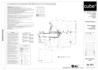 8'-3" A.F.F.
9'-6" A.F.F.9'-1" A.F.F.
8'-3" A.F.F.
8'-6" A.F.F.
8'-6" A.F.F.
8'-6" A.F.F.
8'-3" A.F.F.
OUTDOOR SCONCE
OUTDOOR SCONCE
OUTDOOR SCONCE
OUTDOOR SCONCE
OUTDOOR SCONCE
OUTDOOR SCONCE
OUTDOOR FAN
UP
DN
OVEN
DW
REF.
WD
VEG. GARDEN
WINE
168 SF
DEN / OFFICE
103
Trash
Microwave
A/C
Hood &
Range
6"
Bench/Storage
Trash
6"
24"
6"
12"
12"
265 SF
LIVING ROOM
102
196 SF
FORMAL DINING
ROOM
105
368 SF
KITCHEN
106
583 SF
FAMILY ROOM
104
28 SF
POWDER ROOM
109
167 SF
LAUNDRY/PANTRY
108
76 SF
MAID'S ROOM
110
48 SF
MAID'S
BATHROOM
111
465 SF
GARAGE
112
FOYER
101
2700 north miami avenue
suite 804
miami, fl 33127
t: 305.586.8169
www.cube2architecture.com
aa-26001789
ib-26001134
BINDINGEDGE
Design Professional FL License
Number
Signature
Jorge Alberto Pernas
AR92904
ID5632
Revisions
Sheet Information
DateIssueNumber
Date
Job Number
Scale
Drawn
Checked
Approved
Title
Sheet
12345
12345
A
B
C
A
B
C
D
As indicated
Oretsky Residence
Todd and Sheila
Oretsky
665 Buttonwood Lane
Miami, FL 33137
2013_01
RCI
RCI
RCI
3/19/2013
M-101
Mechanical Plan -
Level 1
 