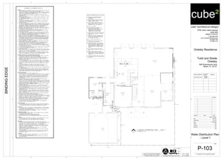 UP
DN
OVEN
DW
REF.
WD
VEG. GARDEN
WINE
168 SF
DEN / OFFICE
103
Trash
Microwave
A/C
Hood &
Range
6"
Bench/Storage
Trash
6"
24"
6"
12"
12"
265 SF
LIVING ROOM
102
196 SF
FORMAL DINING
ROOM
105
368 SF
KITCHEN
106
583 SF
FAMILY ROOM
104
28 SF
POWDER ROOM
109
167 SF
LAUNDRY/PANTRY
108
76 SF
MAID'S ROOM
110
48 SF
MAID'S
BATHROOM
111
465 SF
GARAGE
112
FOYER
101
2700 north miami avenue
suite 804
miami, fl 33127
t: 305.586.8169
www.cube2architecture.com
aa-26001789
ib-26001134
BINDINGEDGE
Design Professional FL License
Number
Signature
Jorge Alberto Pernas
AR92904
ID5632
Revisions
Sheet Information
DateIssueNumber
Date
Job Number
Scale
Drawn
Checked
Approved
Title
Sheet
12345
12345
A
B
C
A
B
C
D
As indicated
Oretsky Residence
Todd and Sheila
Oretsky
665 Buttonwood Lane
Miami, FL 33137
2013_01
RCI
RCI
RCI
3/19/2013
P-103
Water Distribution Plan
- Level 1
 