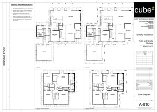 OVEN
DW
REF.
WD
UP
DN
OVEN
DW
REF.
WD
UP
DN
WINE
Trash
Microwave
A/C
Hood &
Range
6"
Bench/Storage
Trash
6"
24"
6"
12"
12"
LIVING ROOM
DEN / OFFICE
FAMILY ROOM
KITCHEN
FORMAL DINING
ROOM
GARAGE
LAUNDRY/PANTRY
MAID'S
BATHROOM
MAID'S ROOM
ZONE4ZONE5
ZONE 5
ZONE5
ZONE 5ZONE 4ZONE 5
ZONE5ZONE4ZONE5
ZONE 5ZONE 4ZONE 5
ZONE5ZONE4ZONE5
ZONE 5
ZONE 5
ZONE5ZONE4ZONE5
ZONE 5 ZONE 4 ZONE 5
ZONE5ZONE4ZONE5
ZONE 5 ZONE 4 ZONE 5
ZONE5
FOYER
W.I.C
212
W.I.C
211
BEDROOM 1
BEDROOM 2
BEDROOM 3
MASTER
BEDROOM
HER CLOSET
HIS CLOSET
BATHROOM 2
MASTER
BATHROOM
TOILET ROOM
BATHROOM 1
ZONE4
ZONE 5
ZONE5
ZONE 5ZONE 5
ZONE5ZONE4ZONE5
ZONE 5 ZONE 4 ZONE 5
ZONE5
ZONE 4
ZONE5
ZONE5ZONE4
W.I.C
W.I.C
BEDROOM 1
BEDROOM 2
BEDROOM 3
MASTER
BEDROOM
HER CLOSET
HIS CLOSET
BATHROOM 2
MASTER
BATHROOM
TOILET ROOM
BATHROOM 1
4' - 8" 3' - 0" 3' - 0" 5' - 11" 2' - 11" 6' - 2 1/2" 3' - 0" 3' - 0" 4' - 5 1/2"
6'-1"3'-0"3'-0"6'-8"
1' - 11 1/2"
4' - 0" 3' - 0 1/2"
13'-11/2"2'-0"11'-3"
6' - 7 1/2" 6' - 0" 11' - 0" 6' - 0" 8' - 5" 4' - 0" 3' - 1 1/2"
4'-11"3'-0"3'-0"6'-111/2"4'-6"10'-101/2"3'-0"3'-0"5'-101/2"
A/C
6"
6"
24"
6"
12"
12"
LIVING ROOM
DEN / OFFICE
FAMILY ROOM
KITCHEN
FORMAL DINING
ROOM
GARAGE
LAUNDRY/PANTRY
MAID'S
BATHROOM
MAID'S ROOM
5' - 10 1/2" 6' - 0" 3' - 2" 6' - 0" 3' - 5" 6' - 0" 7' - 7" 4' - 0" 3' - 1 1/2"
3'-71/2"4'-6"8'-6"4'-6"11"
3' - 11" 3' - 0" 6' - 6" 2' - 10"
2' - 6 1/2"
1' - 6"
1' - 4"
7' - 4"
1'-4"3'-0"10'-111/2"3'-0"3'-111/2"3'-0"8'-2"3'-0"3'-9"
2' - 3" 3' - 0" 3' - 9 1/2"6' - 11 1/2" 4' - 10" 5' - 6" 10' - 9" 4' - 7"
7'-31/2"16'-0"3'-8"
8' - 2" 6' - 0" 8' - 2"
8'-8"6'-0"8'-8"
4' - 8 1/2" 2' - 10"
2' - 7 1/2"
3'-41/2"3'-0"4'-2"
FOYER
1'-5"3'-0"
61/2"
cube² (architecture+design)
2700 north miami avenue
suite 804
miami, fl 33127
t: 305.586.8169
www.cube2architecture.com
aa-26001789
ib-26001134
BINDINGEDGE
Design Professional FL License
Number
Signature
Jorge Alberto Pernas
AR92904
ID5632
Revisions
Sheet Information
DateIssueNumber
Date
Job Number
Scale
Drawn
Checked
Approved
Title
Sheet
© Copyright 2012 cube² (architecture+design)
12345
12345
A
B
C
A
B
C
D
3/16" = 1'-0"
Oretsky Residence
Todd and Sheila
Oretsky
665 Buttonwood Lane
Miami, FL 33137
2013_01
SM
JAP
JAP
03/20/2013
A-010
Zone Diagram
GENERAL WIND PRESSURE NOTES
1. ALL PRESSURES ARE BASED ON THE FLORIDA BUILDING CODE
2010, TABLE R.301.2(2) AND R301.2(3).
2. THE STRUCTURE IS LOCATED IN THE WIND BOURNE DEBRIS
REGION OF 180 MPH (MIAMI-DADE COUNTY). ALL PRESSURES
ARE BASED ON THIS LOCATION.
3. COMPONENT AND CLADDING PRESSURE ZONES ARE
DETERMINED BY FLORIDA BUILDING CODE 2010, FIGURE
R301.2(7).
4. BASED ON FBC - RESIDENTIAL 2010, SEC. R4403.9.3THE
EXPOSURE CATEGORY "C" SHALL APPLY FOR WIND PRESSURE
CALCULATIONS OR DETERMINATIONS PER TABLE R.301.2(2).
5. ALL LOADS ARE ASSOCIATED WITH THE LOWER EFFECTIVE
AREA TO BE MORE CONSERVATIVE THAN INTERPOLATED
CALCULATIONS.
3/16" = 1'-0"
B2
Ground Floor - Zone Diagram
3/16" = 1'-0"
A2
Second Floor - Zone Diagram
3/16" = 1'-0"
A4
Second Floor - Window and Door Location
3/16" = 1'-0"
B4
Ground Floor -Window and Door Location
 