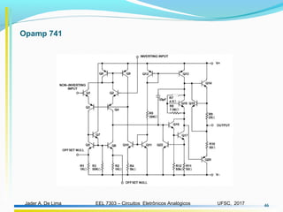 EEL 7303 – Circuitos Eletrônicos AnalógicosJader A. De Lima UFSC, 2017 46
Opamp 741
 