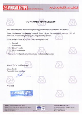 Vinavil Certificate