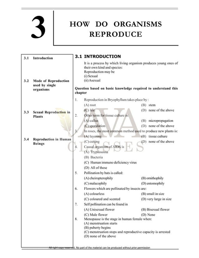 how do organisms reproduce class 10 study material download pdf | PDF