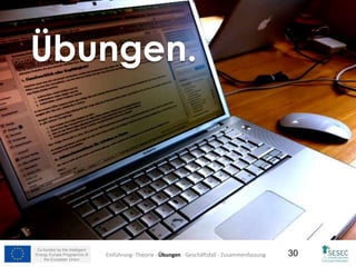 Co-funded by the Intelligent
Energy Europe Programme of
the European Union
30
Übungen.
Einführung- Theorie - Übungen - Geschäftsfall - Zusammenfassung
 