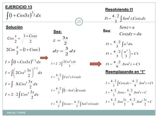 EJERCICIO 13Resolviendo I1SoluciónSea:Sea:Reemplazando en “I”ANIVAL TORRE25