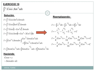 EJERCICIO 19Solución Reemplazando: Haciendo ANIVAL TORRE31