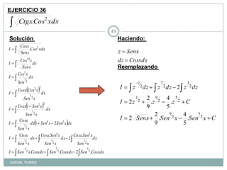 EJERCICIO 36Solución Haciendo: Reemplazando ANIVAL TORRE49
