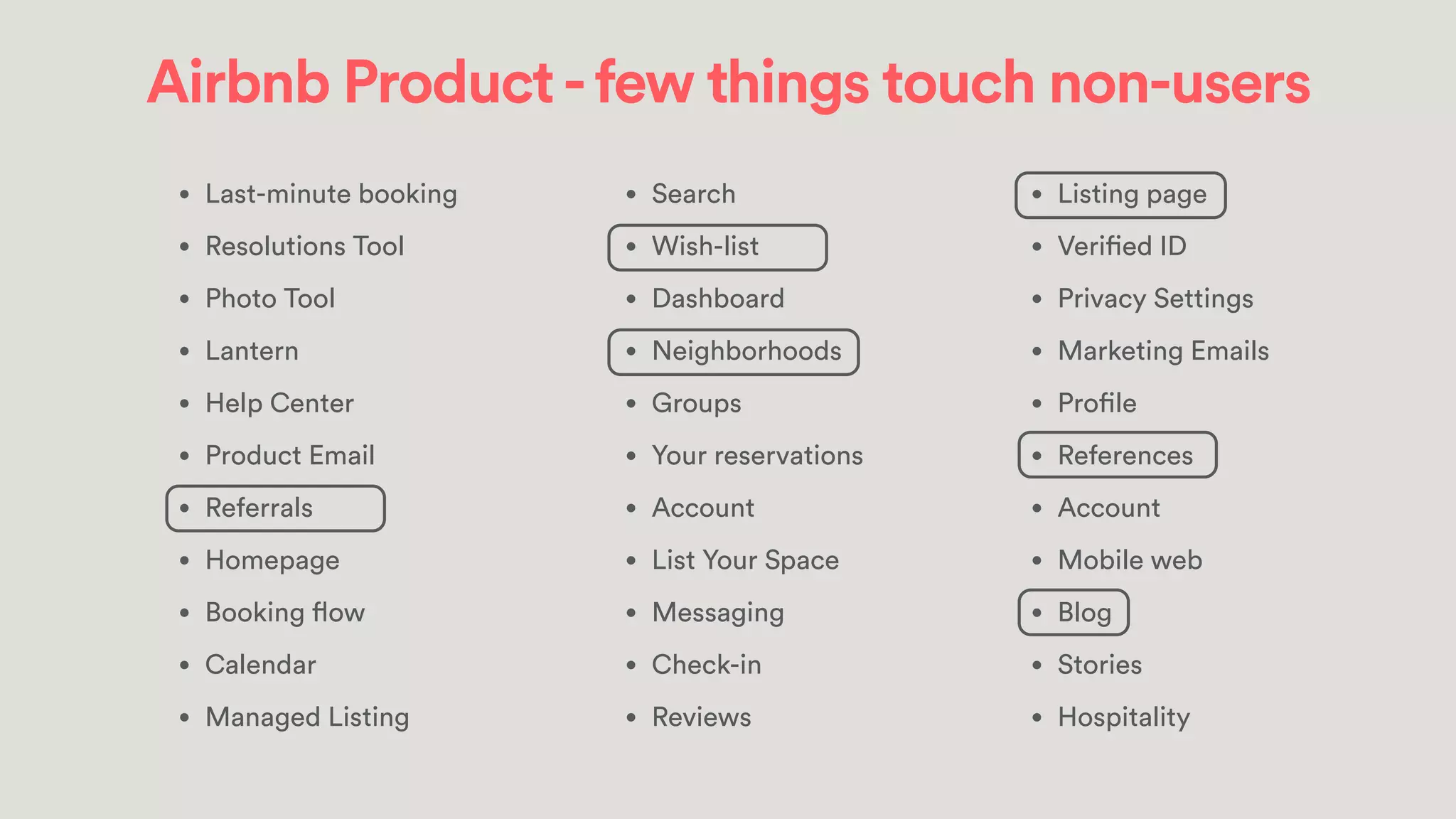 Jean-Denis Greze (@jgreze)
Virality
Virality that drives growth
Users bringing in non-users
Virality that drives engagement
Users bringing in other existing users
Think about this stuﬀ from day 1: it’s hard to add
vitality after-the-fact
 