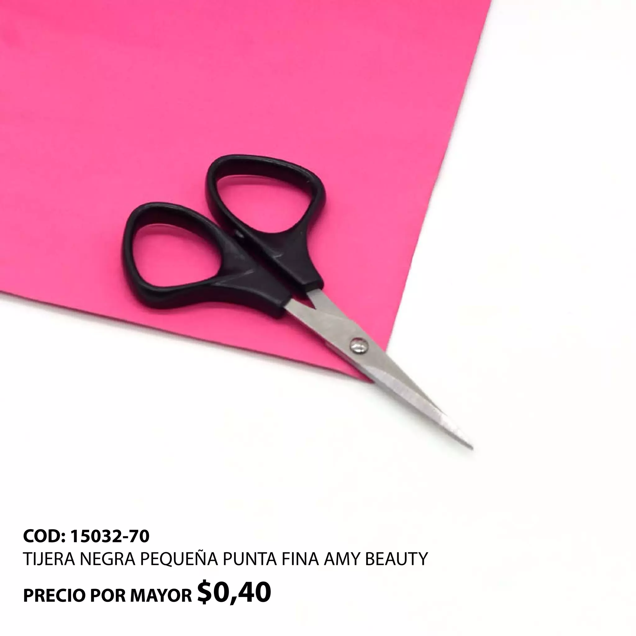 COD: 15032-70
TIJERA NEGRA PEQUEÑA PUNTA FINA AMY BEAUTY
PRECIO POR MAYOR $0,40
 