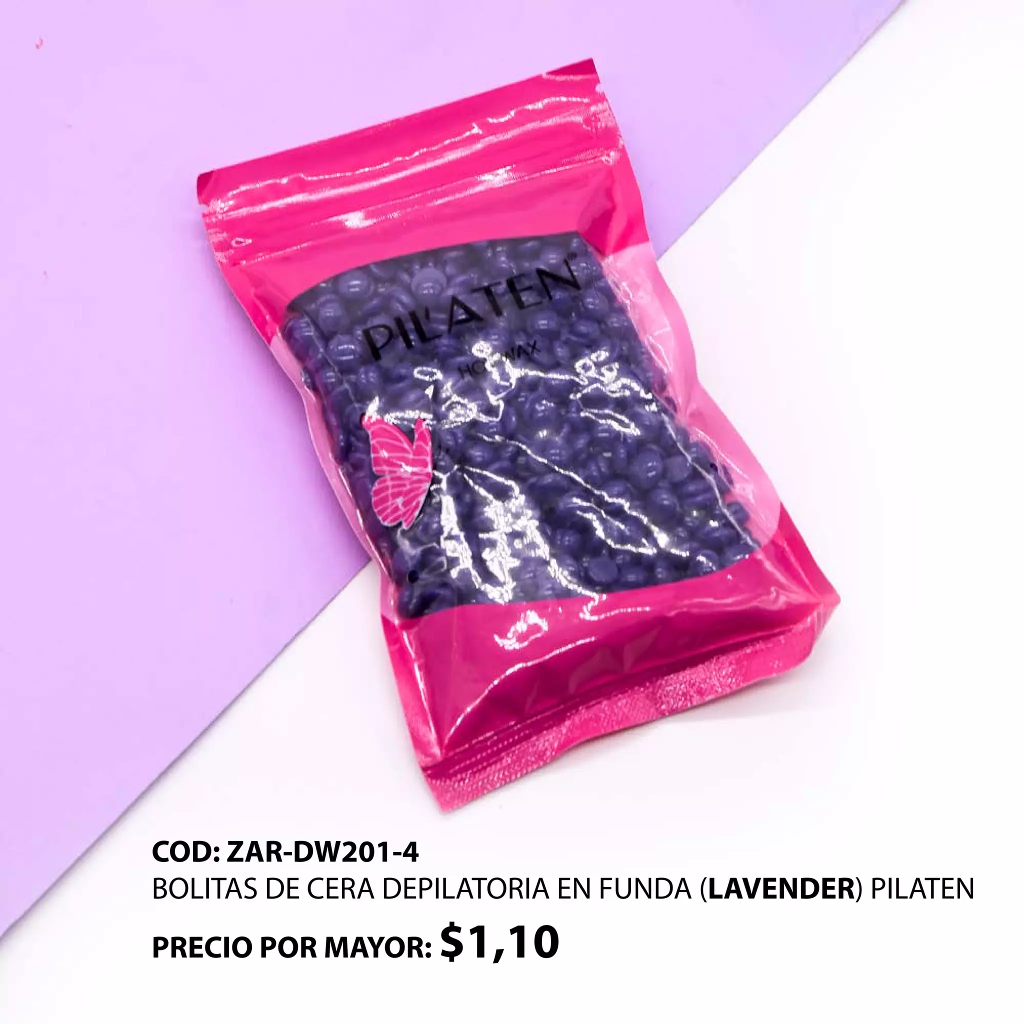 COD: ZAR-DW201-4
BOLITAS DE CERA DEPILATORIA EN FUNDA (LAVENDER) PILATEN
PRECIO POR MAYOR: $1,10
 