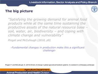 The big picture
“Satisfying the growing demand for animal food
products while at the same time sustaining the
productive a...
