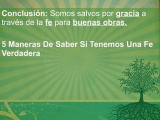 Conclusión:  Somos salvos por  gracia  a través de la  fe  para  buenas obras.   5 Maneras De Saber Si Tenemos Una Fe Verdadera 