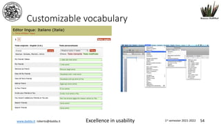 www.dadda.it roberto@dadda.it Excellence in usability 1st semester 2021-2022 54
Customizable vocabulary
 