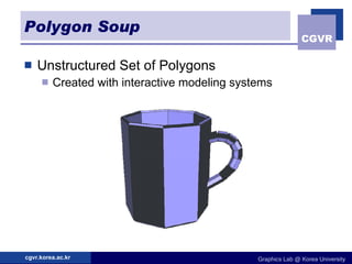 Polygon Soup Unstructured Set of Polygons Created with interactive modeling systems 