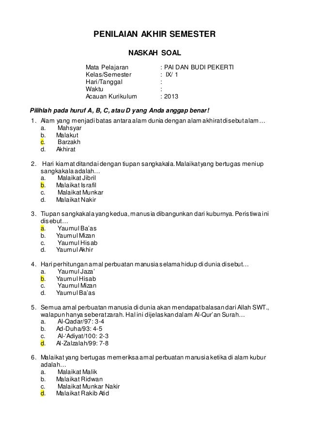 07 Pai Kelas 9 K13