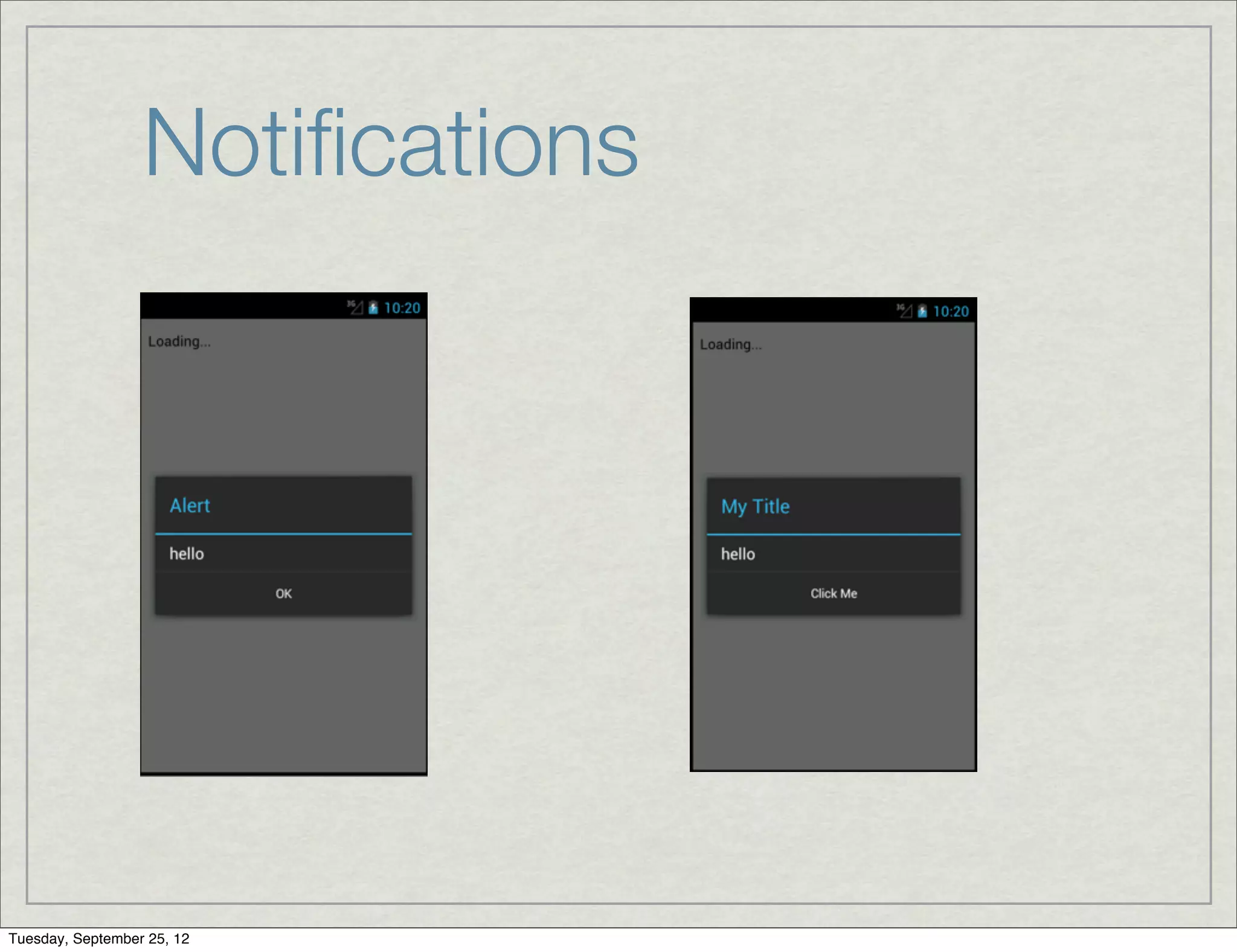 Notiﬁcations




Tuesday, September 25, 12
 
