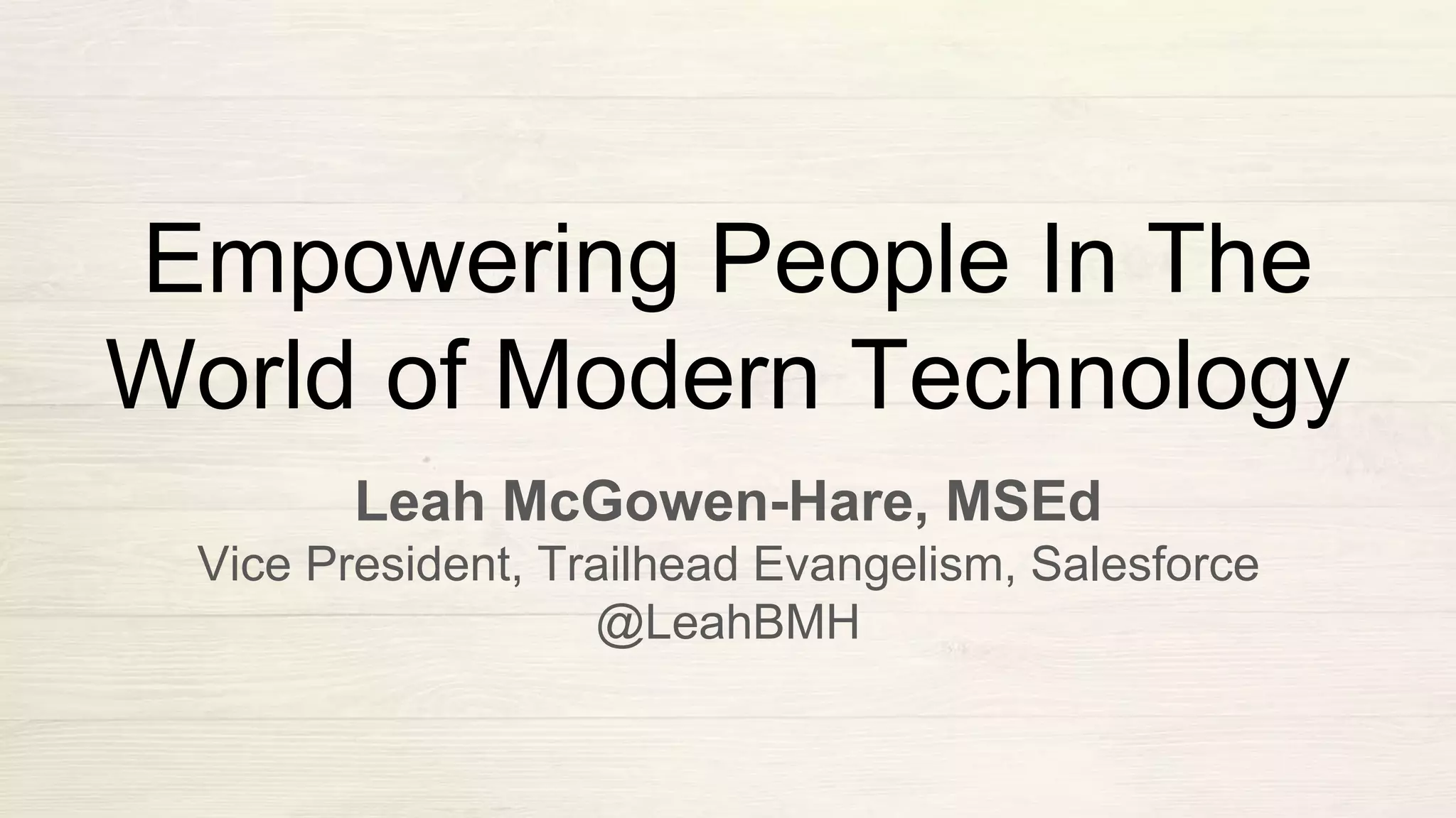Leah McGowenHare SpringOne Platform Keynote PPT