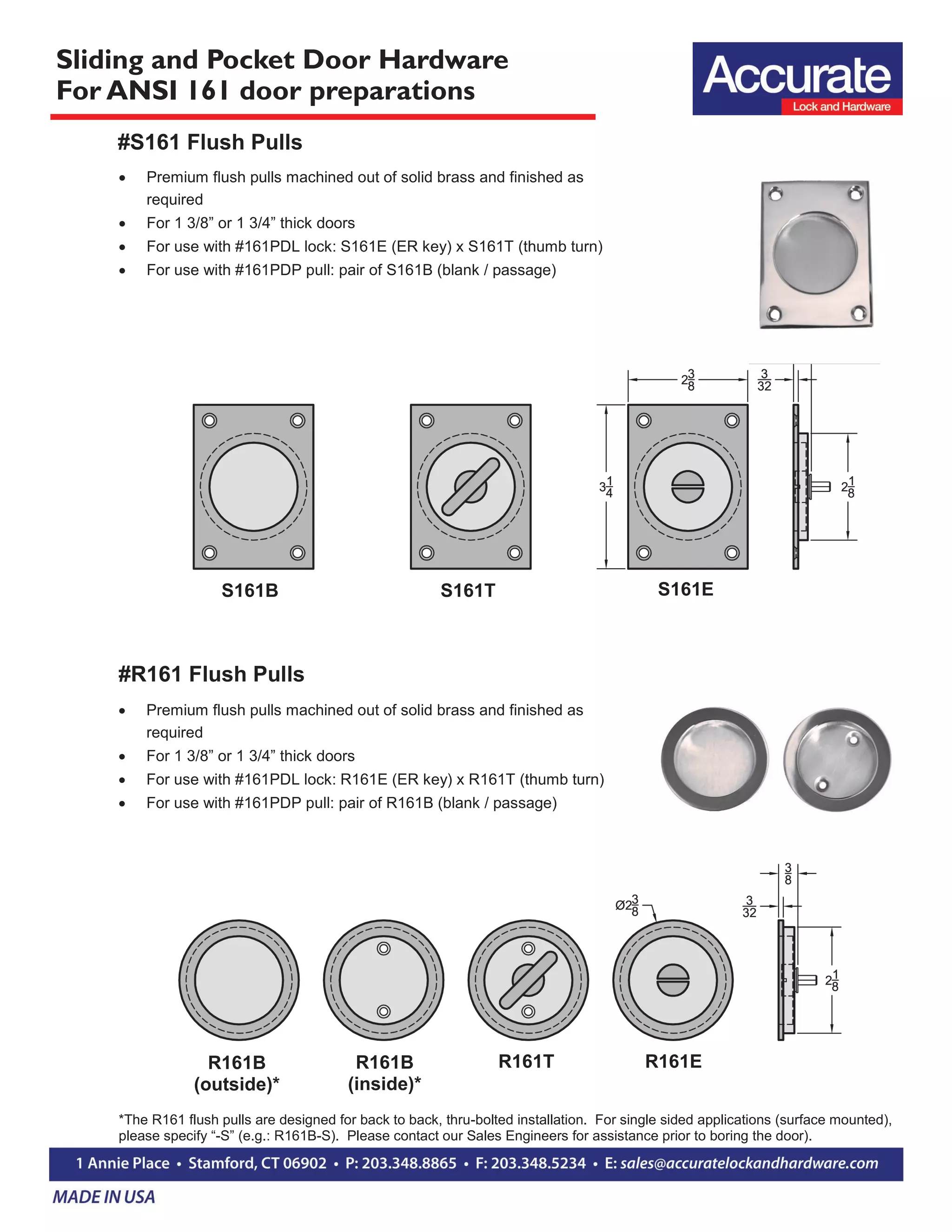 Pocket door sets for prebored doors (ANSI 161 door preparations) PDF