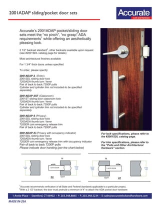 Sliding and Pocket Doors locksets for ADA applications