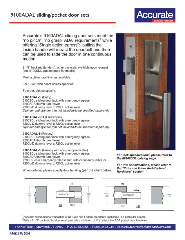 Sliding and Pocket Doors locksets for ADA applications