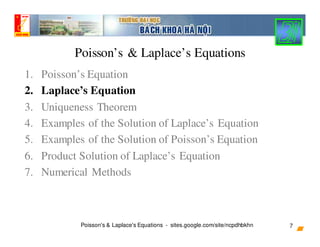 Poisson's & Laplace's Equations - sites.google.com/site/ncpdhbkhn
Poisson’s & Laplace’s Equations
1. Poisson’s Equation
2....