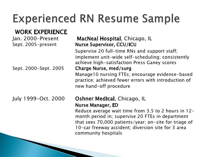 experienced rn resumes