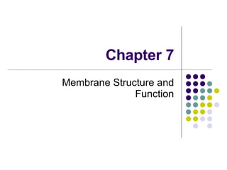 Chapter 7 Membrane Structure and Function 