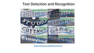 Text Detection and Recognition
https://github.com/Bartzi/stn-ocr
 