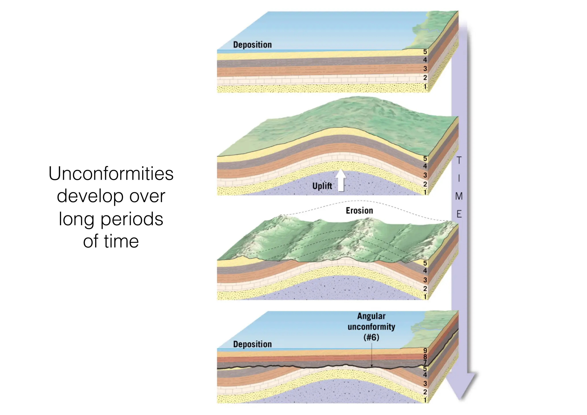 Unconformities
develop over
long periods
of time
 
