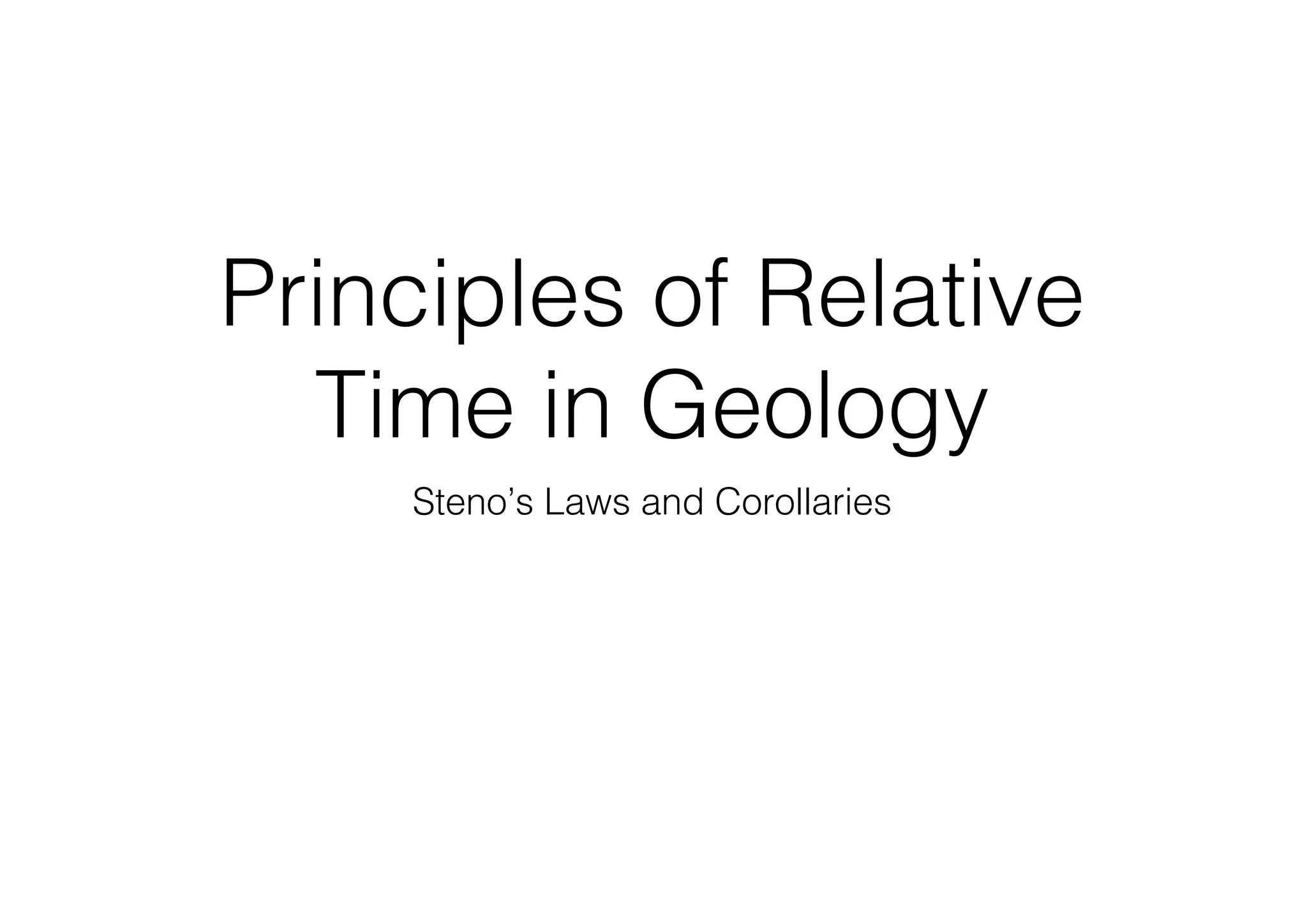 Steno’s Laws and Corollaries
Principles of Relative
Time in Geology
 