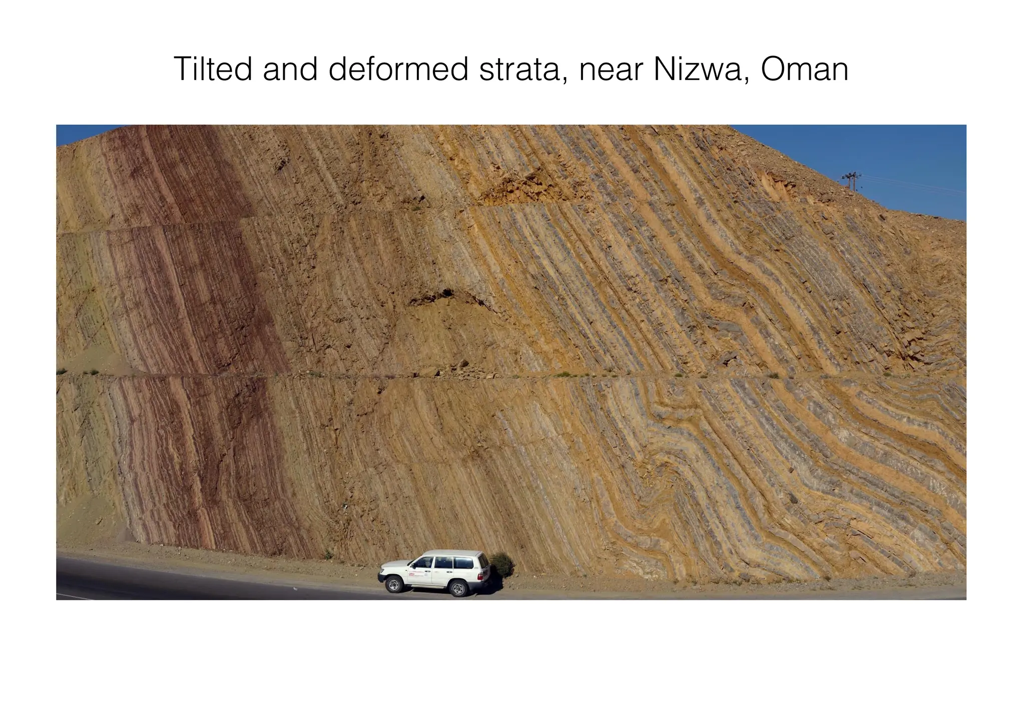 Tilted and deformed strata, near Nizwa, Oman
 
