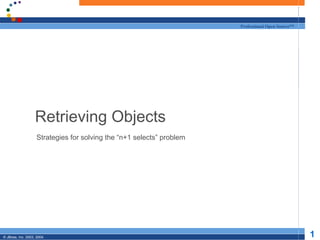 Retrieving Objects Strategies for solving the “n+1 selects” problem 