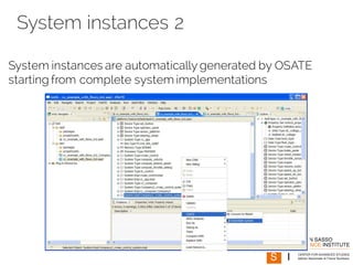 System instances 2
System instances are automatically generated by OSATE
starting from complete system implementations
 