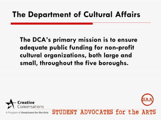 The Department of Cultural Affairs ,[object Object]