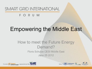 Empowering the Middle East

  How to meet the Future Energy
           Demand?
       Floris Schulze CESI Middle East
                 June 25 2012
 
