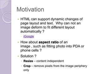 study Seam Carving For Content Aware Image Resizing | PPTX