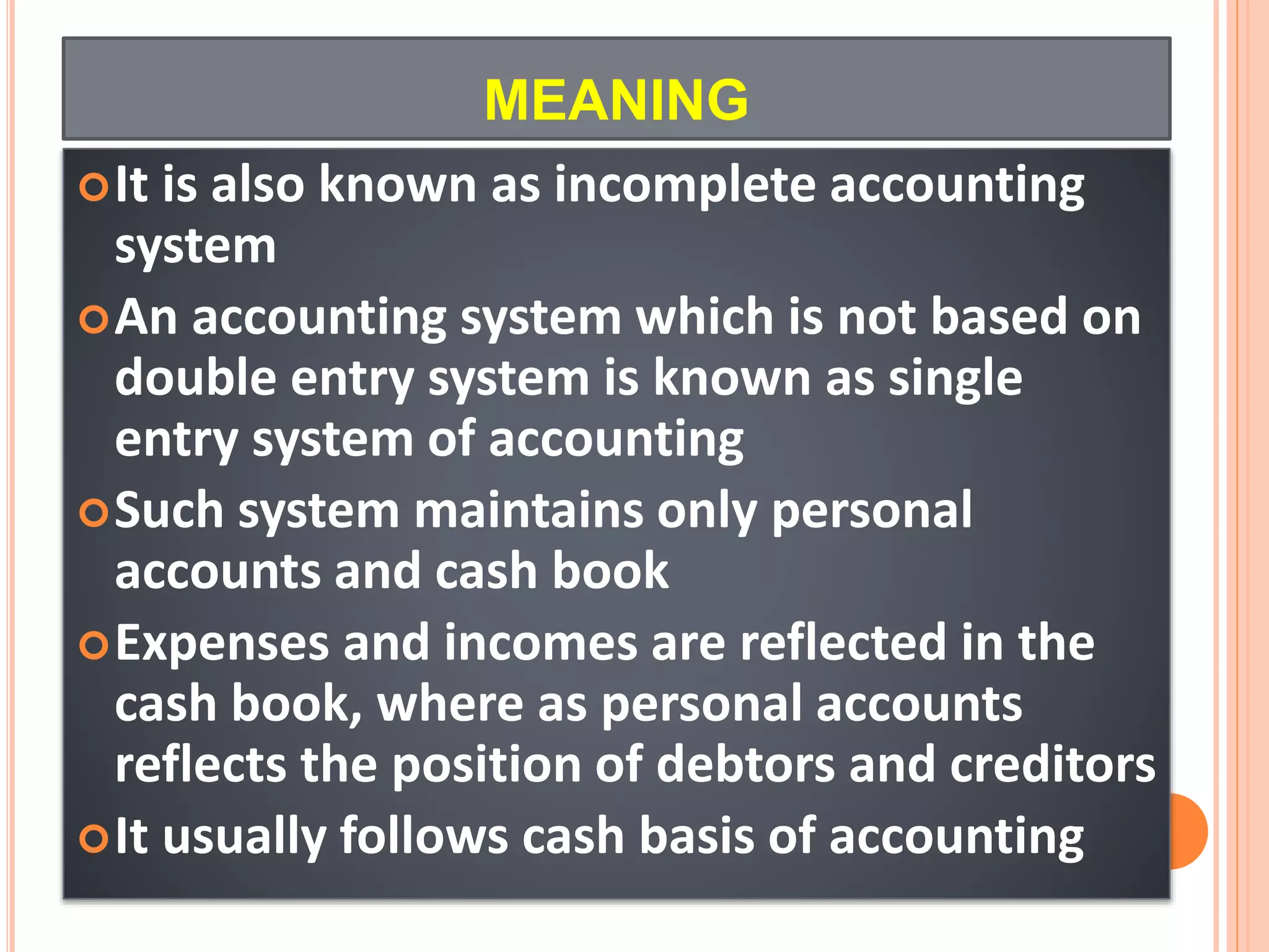 07 Single Entry System of Accounting | PPTX
