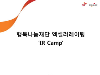 Confidential
1
행복나눔재단 엑셀러레이팅
‘IR Camp’
 