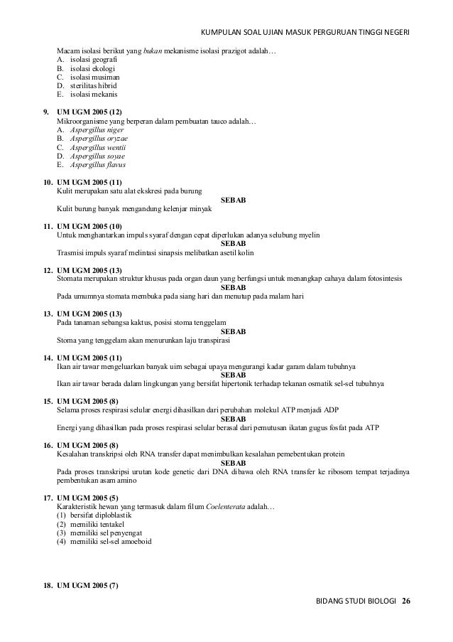 07 soal biologi 2000 2009