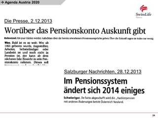 
24
Agenda Austria 2020
Salzburger Nachrichten, 28.12.2013
Die Presse, 2.12.2013
 