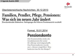 
25
Agenda Austria 2020
Oberösterreichische Nachrichten, 30.12.2013
Format, 10.01.2014
 