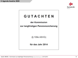 
Quelle: BMASK – Kommission zur langfristigen Pensionssicherung www.bmask.gv.at , 29.10.2013 9
Agenda Austria 2020
 